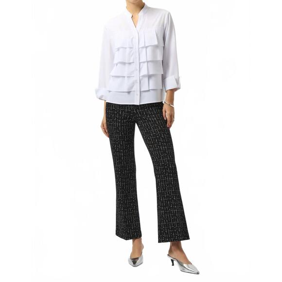 NEW JOSEPH RIBKOFF tiered ruffles button front blouse in optic white - Picture 5 of 5